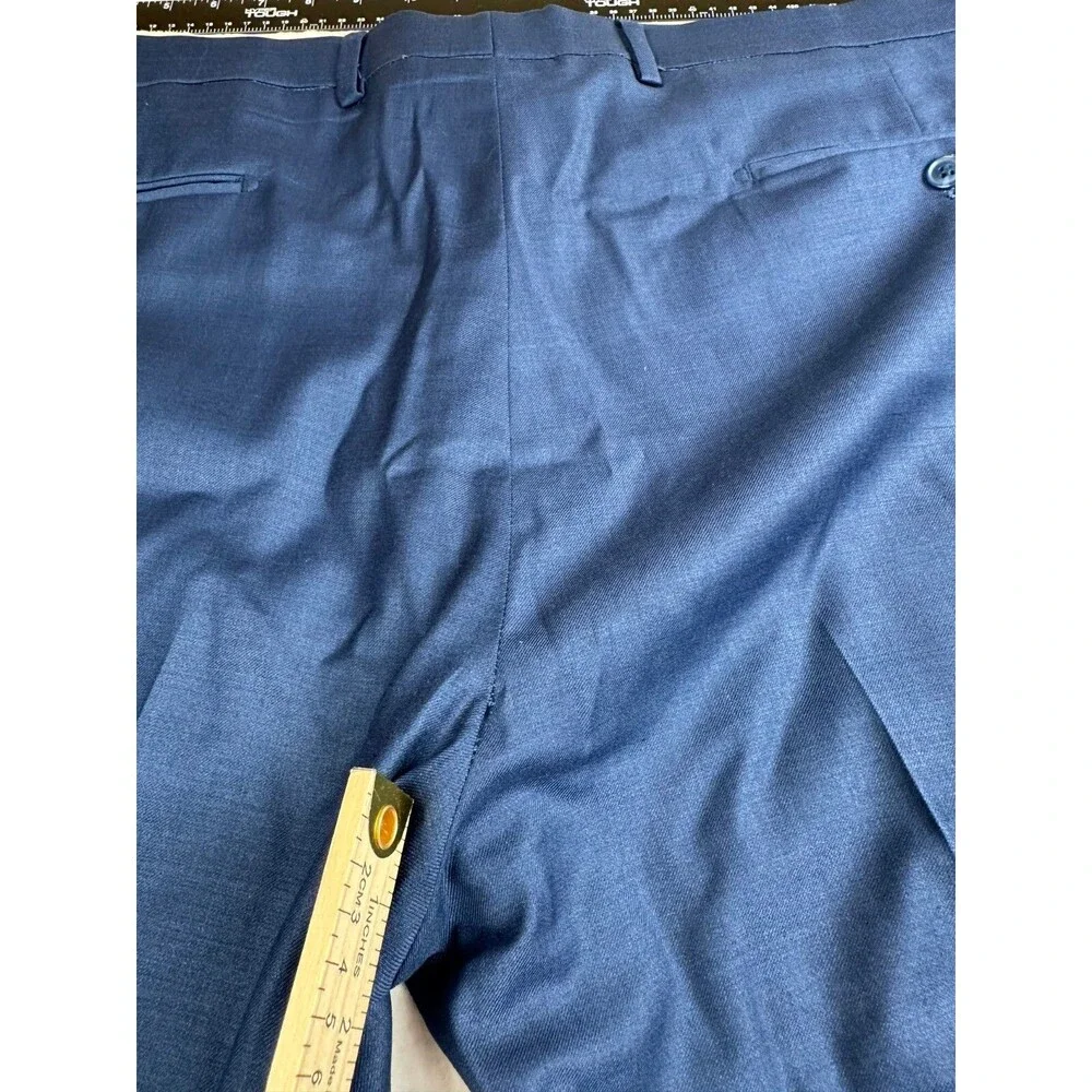 Linea Uomo Blue Dress Pants Waist: 47 Inseam: 37 70% Wool 27% Poly 2% Spandex - Picture 4 of 4